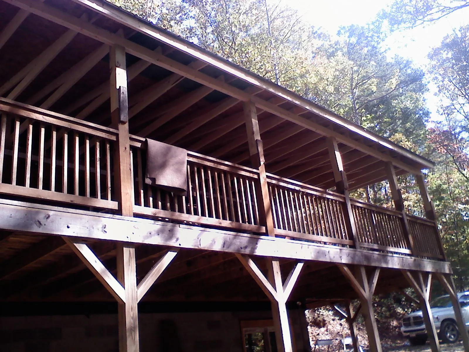 Timber framing under a new elevated porch and deck — Roof Leak Repair in Lithopolis by Roofing Brothers